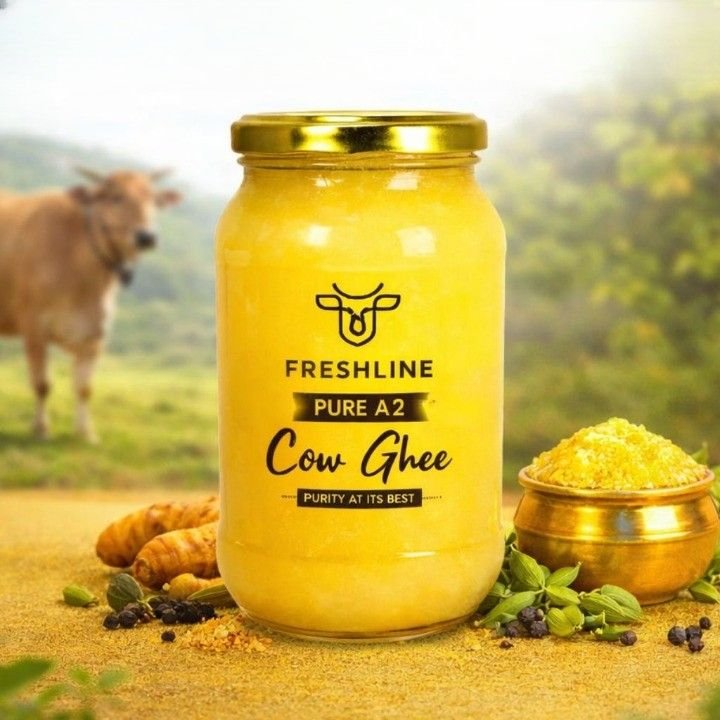 Pure A2 cow ghee prepared using the traditional bilona method from indigenous cows