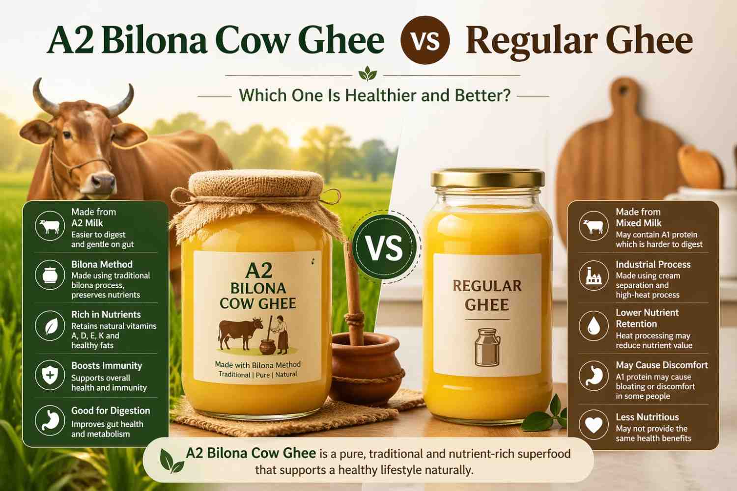 A2 Bilona Cow Ghee vs Regular Ghee